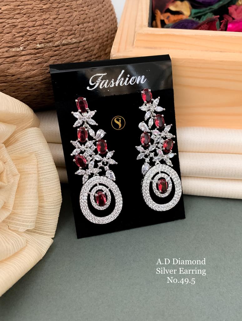 AD Diamond Silver And Rose Gold Earrings 4