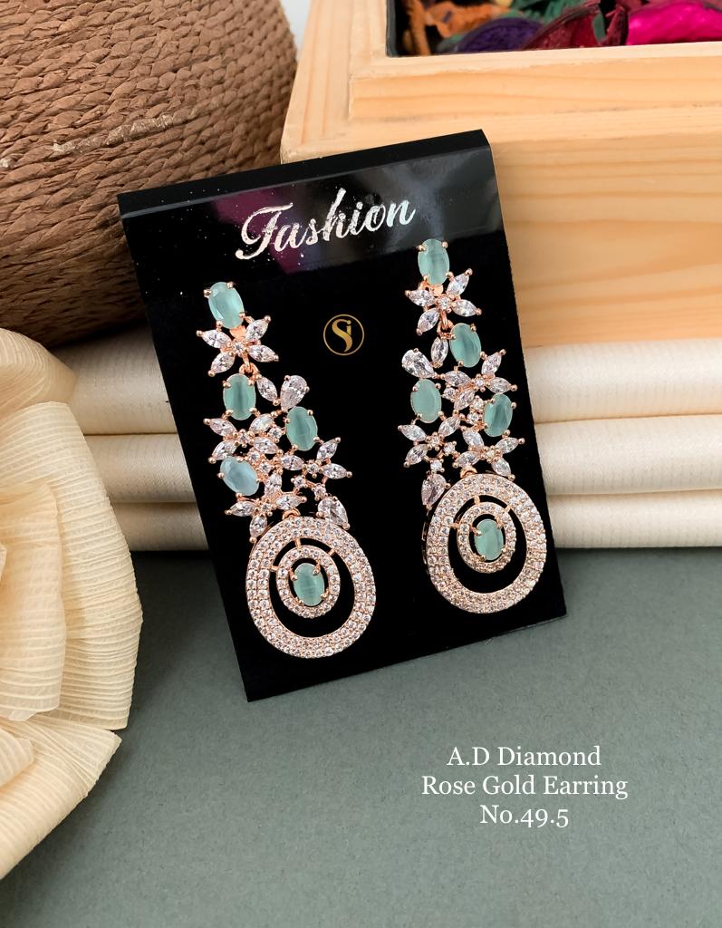 AD Diamond Silver And Rose Gold Earrings 4