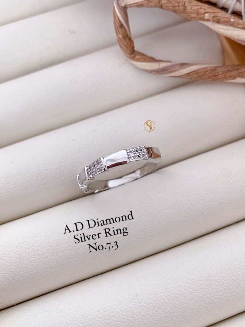 Ad Diamond Silver And Golden Ring 1 Diamond Work Imitation Jewellery