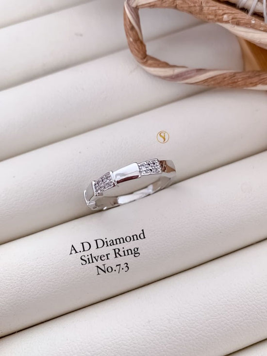 Ad Diamond Silver And Golden Ring 1 Diamond Work Imitation Jewellery