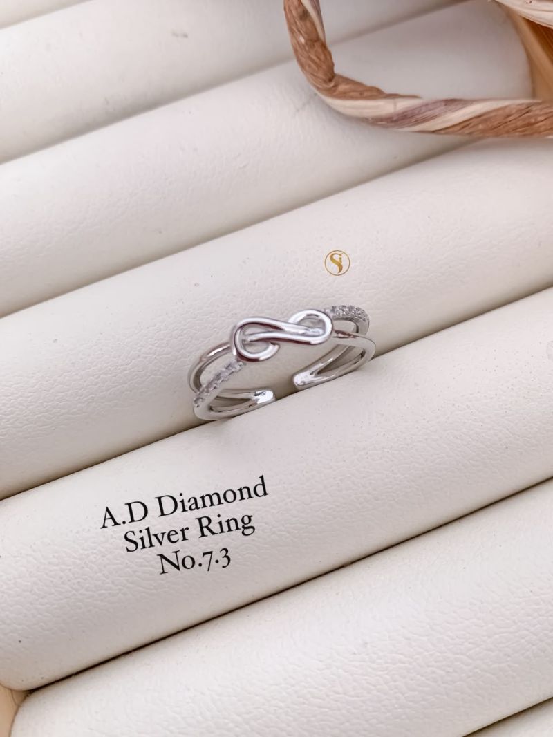 Ad Diamond Silver And Golden Ring 1 Diamond Work Imitation Jewellery