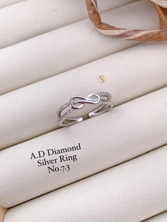 Ad Diamond Silver And Golden Ring 1 Diamond Work Imitation Jewellery