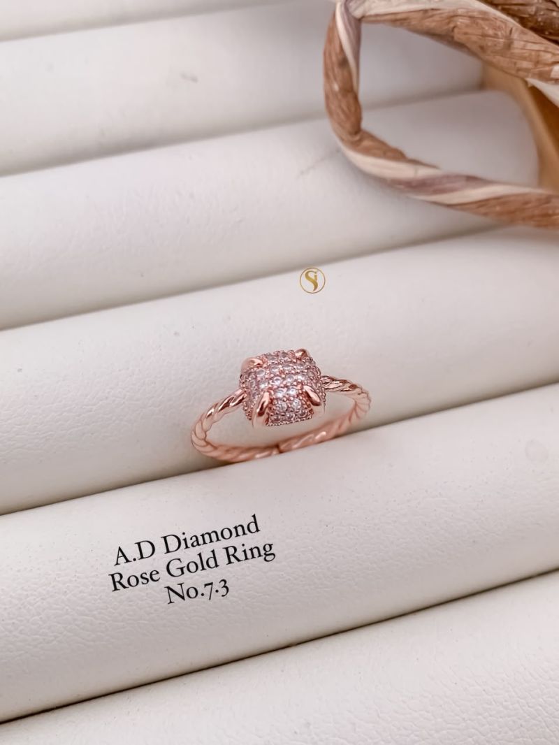 Ad Diamond Silver And Golden Ring 1 Diamond Work Imitation Jewellery
