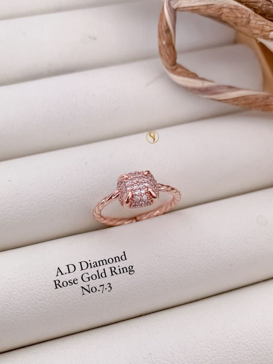 Ad Diamond Silver And Golden Ring 1 Diamond Work Imitation Jewellery