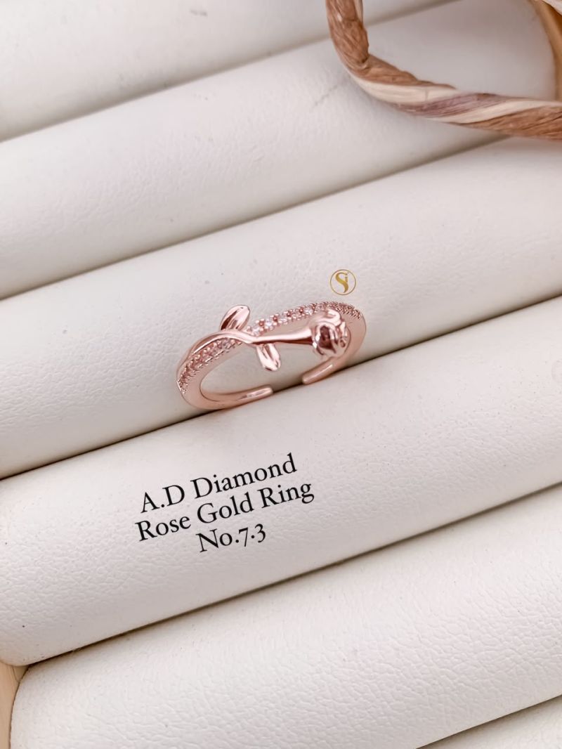 Ad Diamond Silver And Golden Ring 1 Diamond Work Imitation Jewellery
