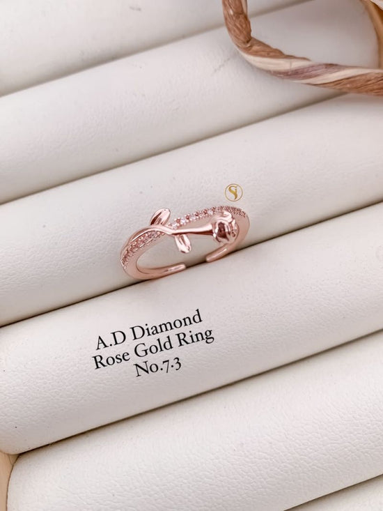 Ad Diamond Silver And Golden Ring 1 Diamond Work Imitation Jewellery
