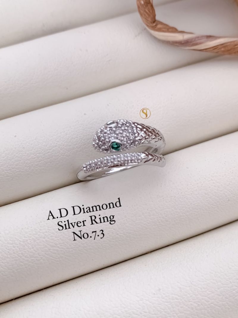 Ad Diamond Silver And Golden Ring 1 Diamond Work Imitation Jewellery