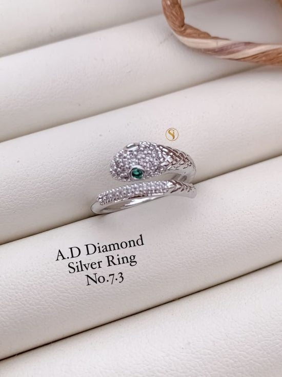 Ad Diamond Silver And Golden Ring 1 Diamond Work Imitation Jewellery
