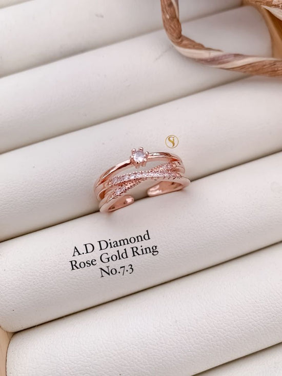 Ad Diamond Silver And Golden Ring 1 Diamond Work Imitation Jewellery