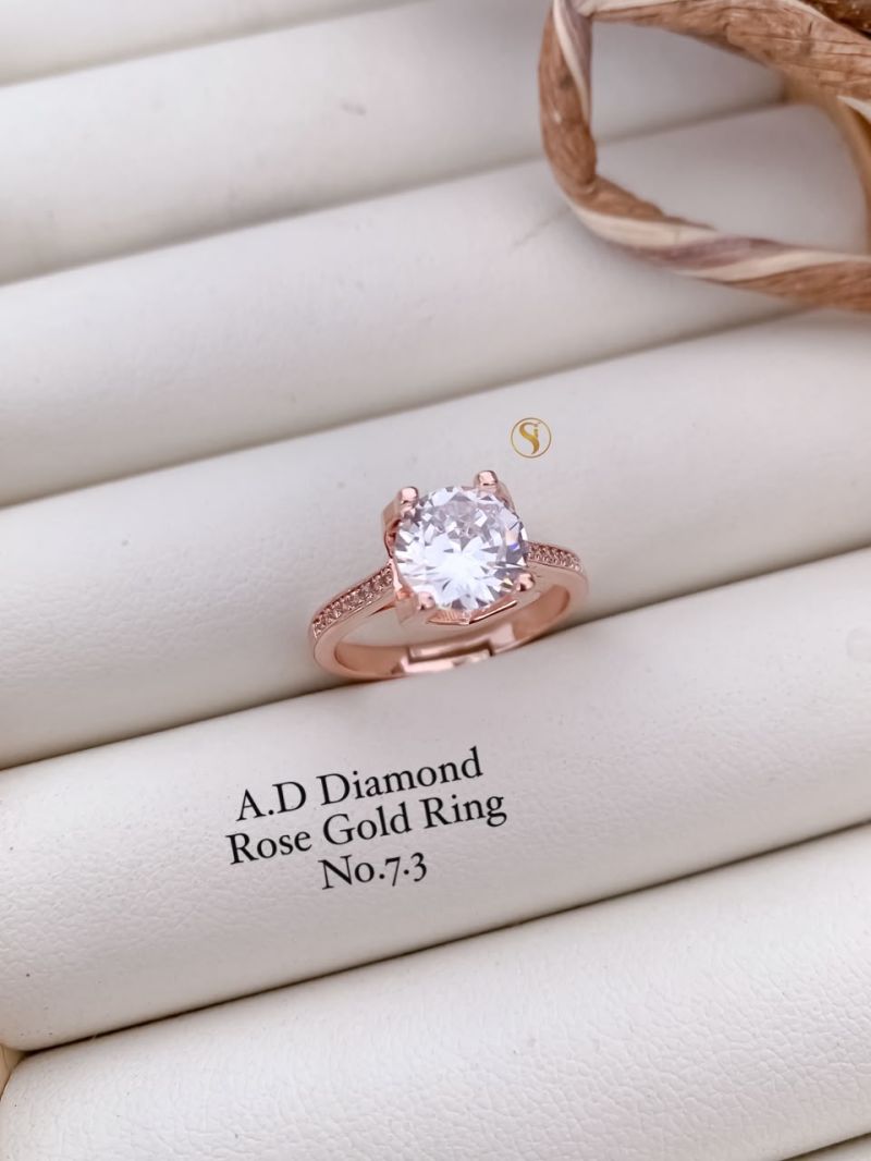 Ad Diamond Silver And Golden Ring 1 Diamond Work Imitation Jewellery