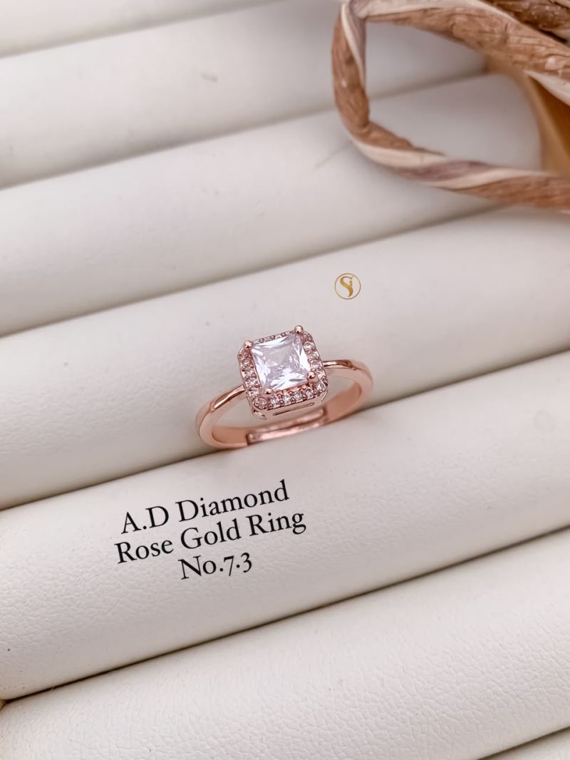Ad Diamond Silver And Golden Ring 1 Diamond Work Imitation Jewellery