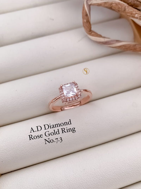 Ad Diamond Silver And Golden Ring 1 Diamond Work Imitation Jewellery