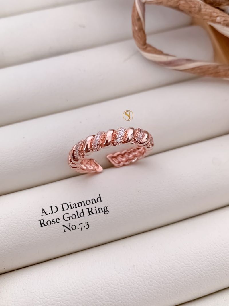 Ad Diamond Silver And Golden Ring 1 Diamond Work Imitation Jewellery