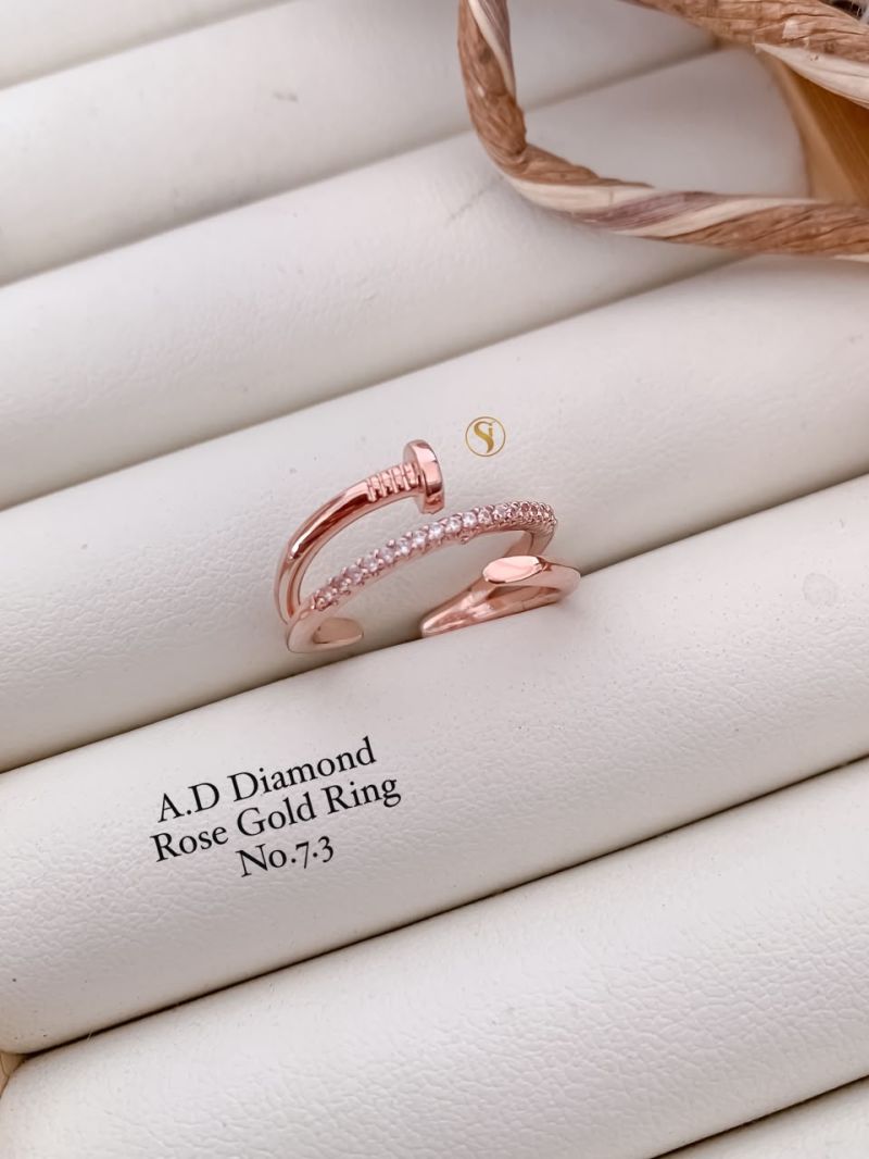 Ad Diamond Silver And Golden Ring 1 Diamond Work Imitation Jewellery
