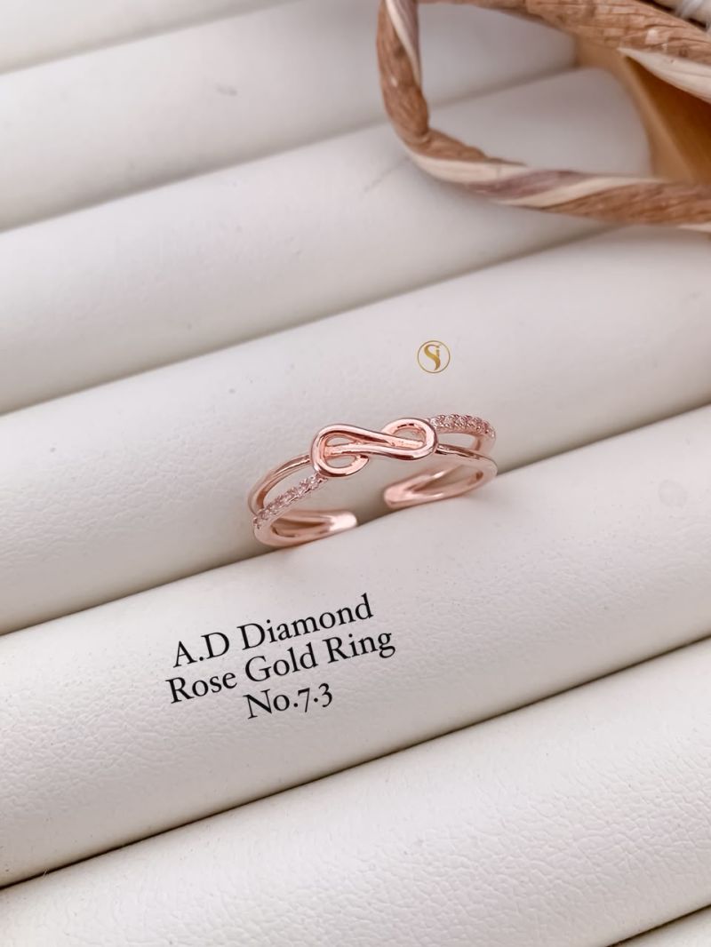 Ad Diamond Silver And Golden Ring 1 Diamond Work Imitation Jewellery