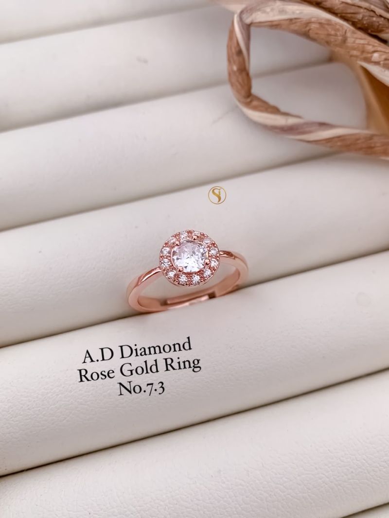 Ad Diamond Silver And Golden Ring 1 Diamond Work Imitation Jewellery