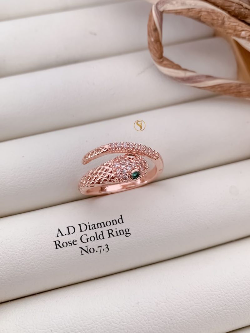 Ad Diamond Silver And Golden Ring 1 Diamond Work Imitation Jewellery