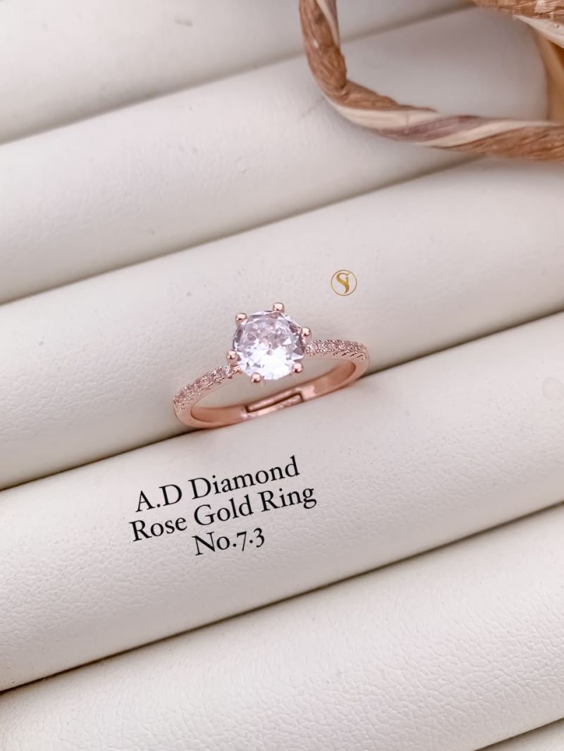 Ad Diamond Silver And Golden Ring 1 Diamond Work Imitation Jewellery