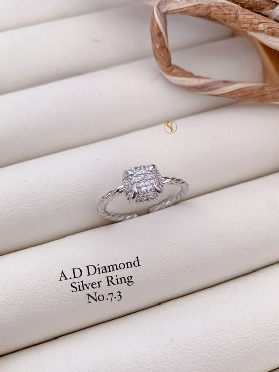 Ad Diamond Silver And Golden Ring 1 Diamond Work Imitation Jewellery