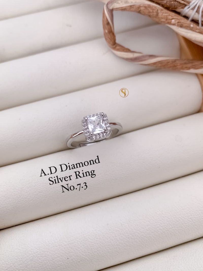 Ad Diamond Silver And Golden Ring 1 Diamond Work Imitation Jewellery