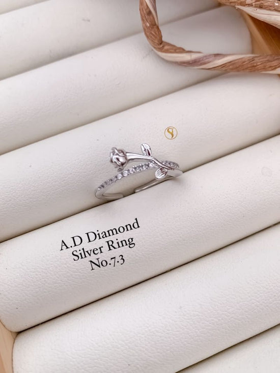 Ad Diamond Silver And Golden Ring 1 Diamond Work Imitation Jewellery