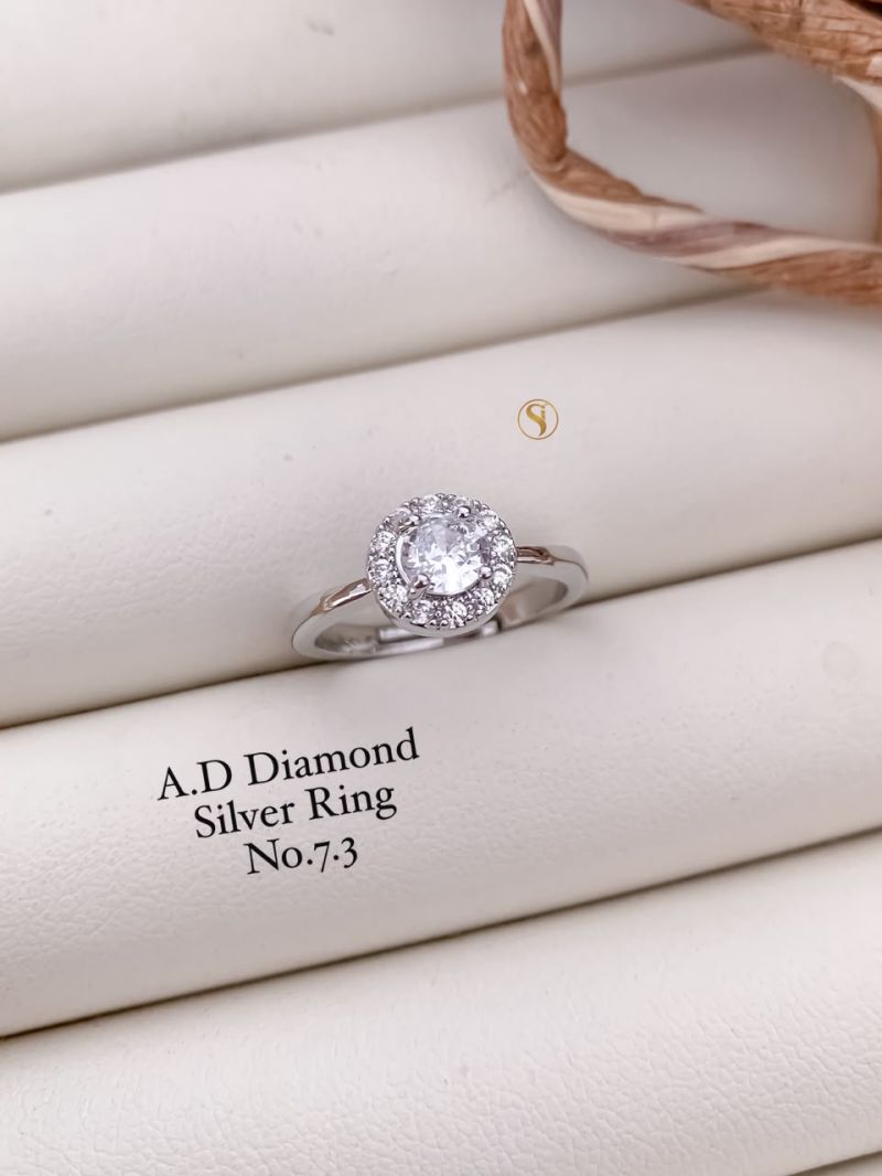 Ad Diamond Silver And Golden Ring 1 Diamond Work Imitation Jewellery