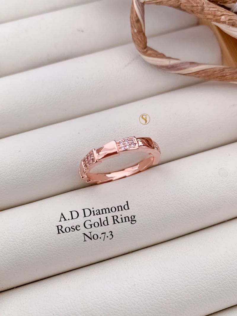 Ad Diamond Silver And Golden Ring 1 Diamond Work Imitation Jewellery