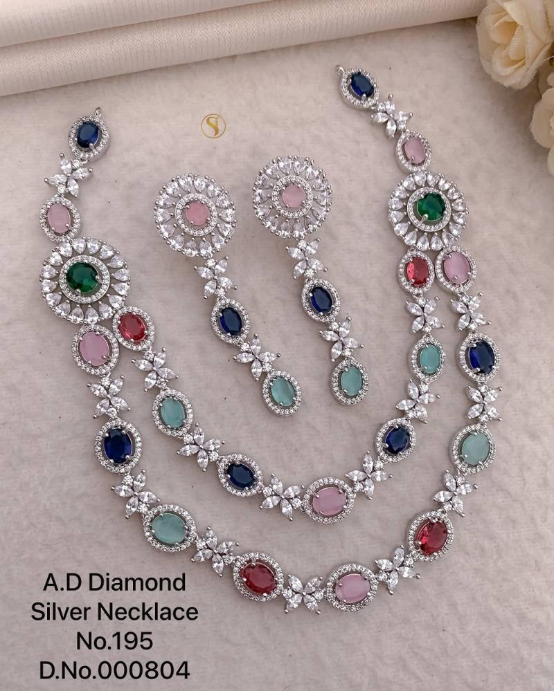 Ad Diamond Silver Necklace 18