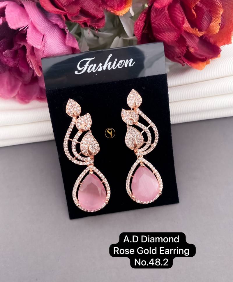 AD Diamond Silver And Rose Gold Earrings 5