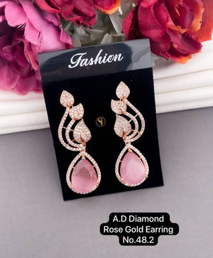 AD Diamond Silver And Rose Gold Earrings 5