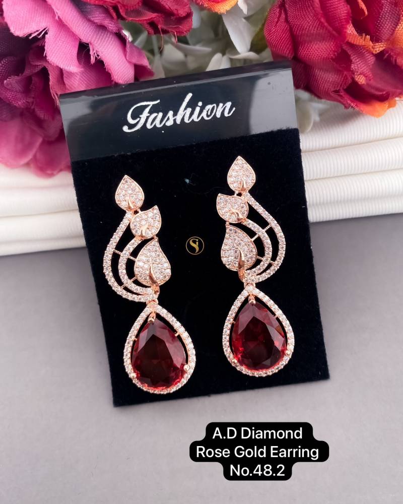 AD Diamond Silver And Rose Gold Earrings 5
