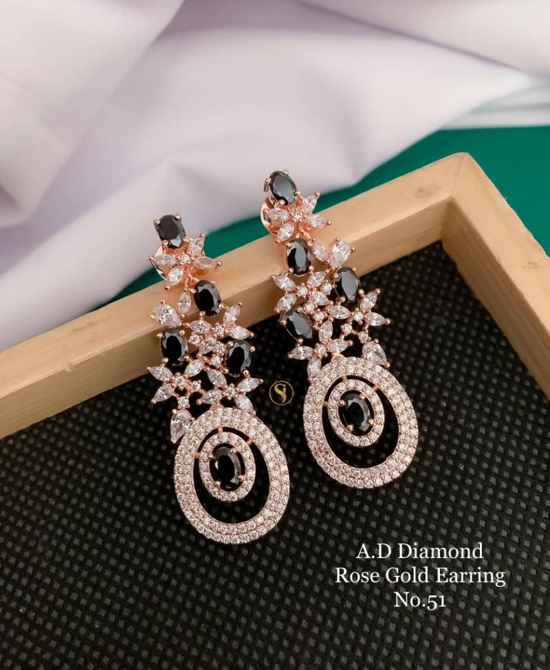 AD Diamond Silver And Rose Gold Earrings 5