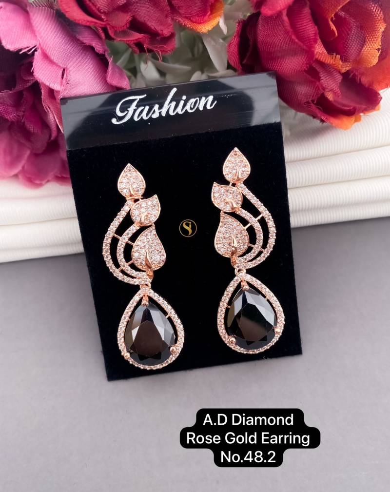 AD Diamond Silver And Rose Gold Earrings 5