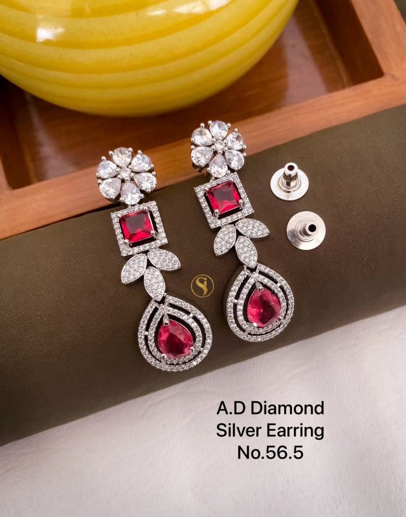 AD Diamond Silver And Rose Gold Earrings 6