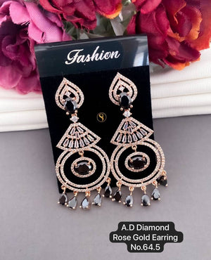AD Diamond Silver And Rose Gold Earrings 7