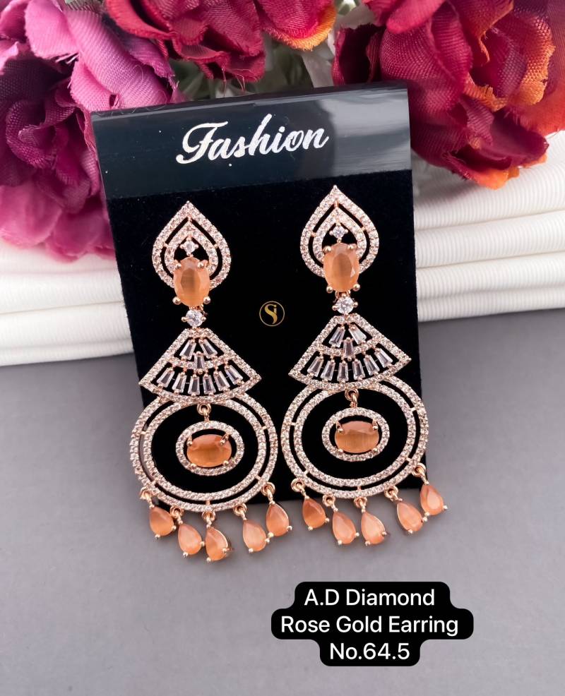 AD Diamond Silver And Rose Gold Earrings 7