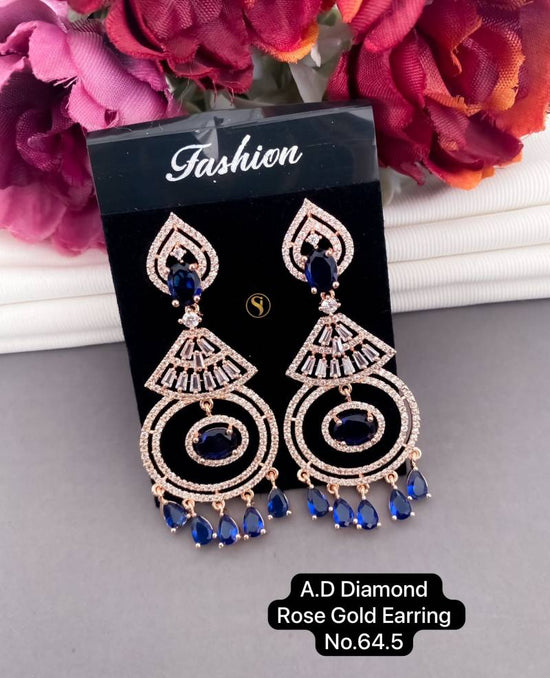 AD Diamond Silver And Rose Gold Earrings 7