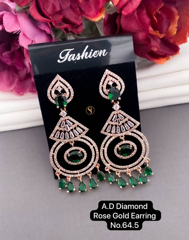 AD Diamond Silver And Rose Gold Earrings 7