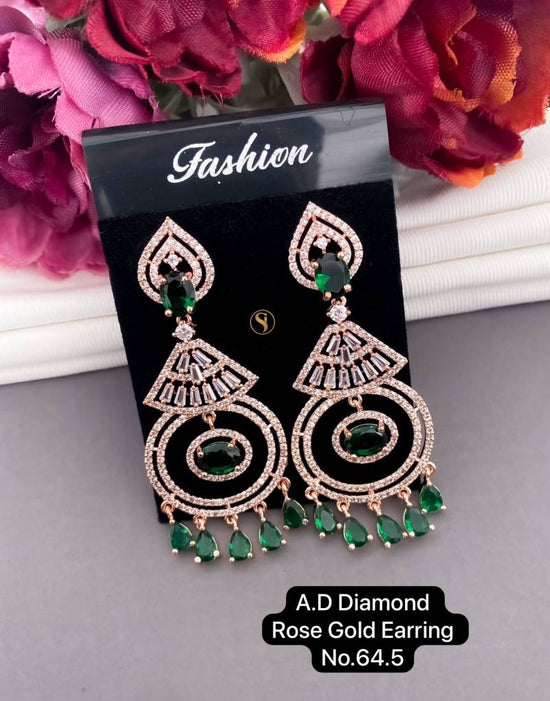 AD Diamond Silver And Rose Gold Earrings 7