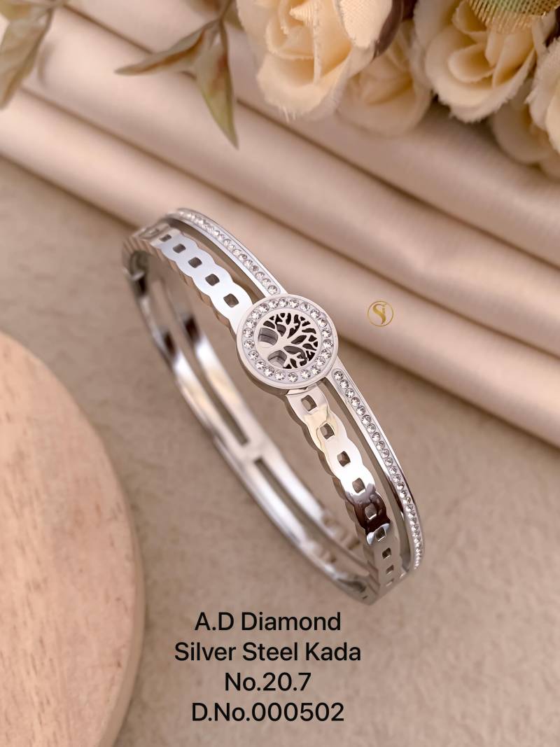 Ad Diamond Silver Steel Kada 1
