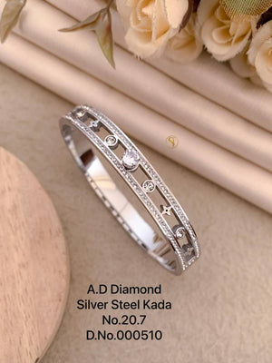 Ad Diamond Silver Steel Kada 1
