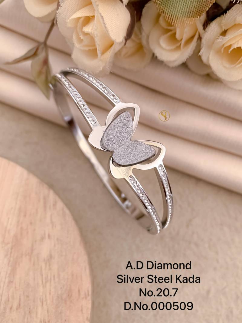 Ad Diamond Silver Steel Kada 1