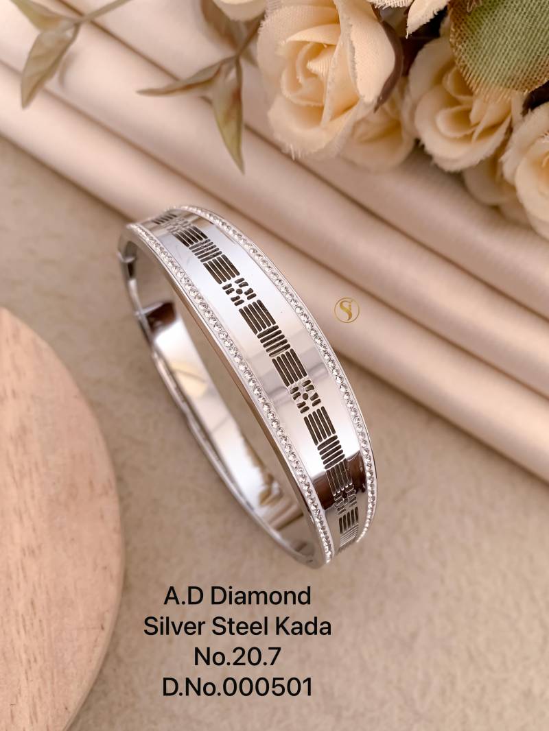 Ad Diamond Silver Steel Kada 1