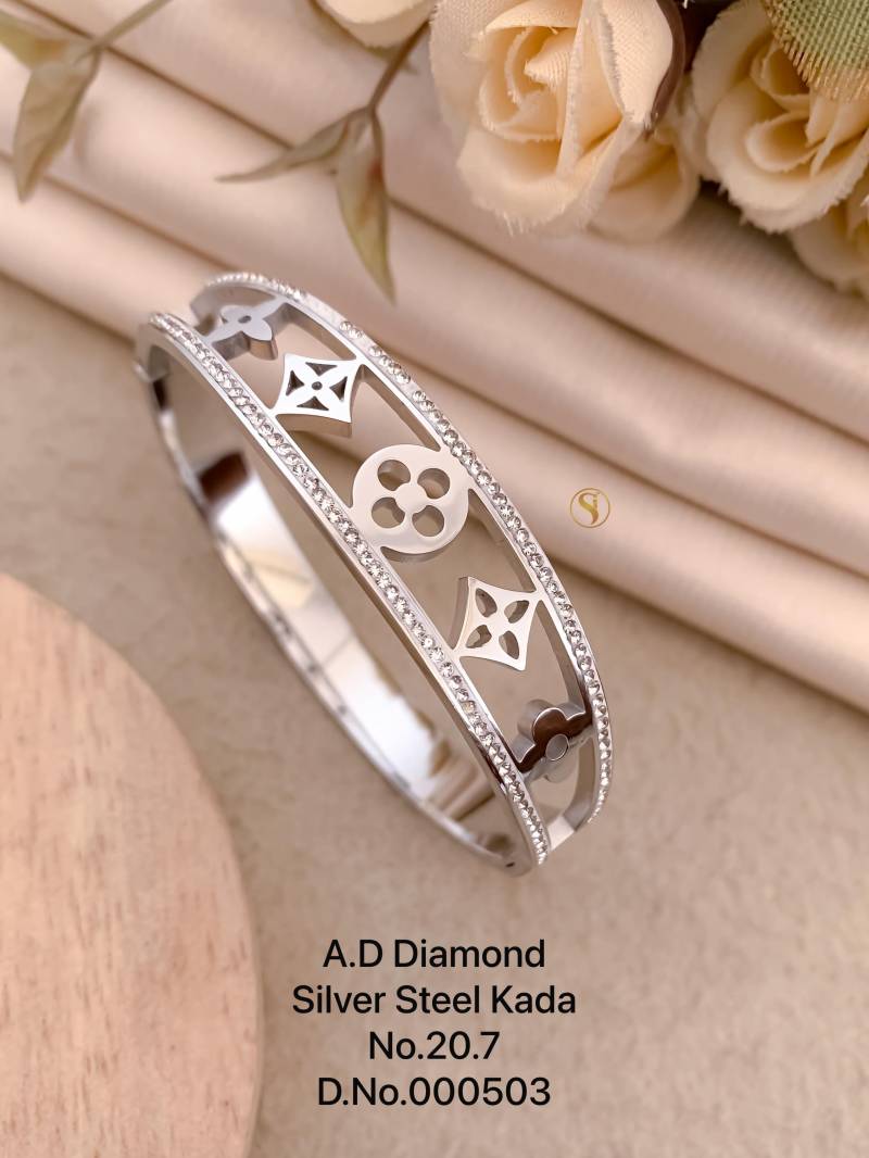 Ad Diamond Silver Steel Kada 1