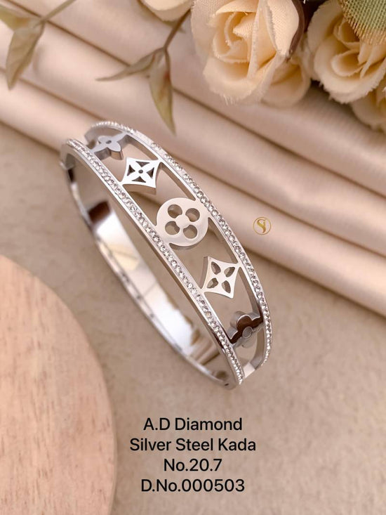 Ad Diamond Silver Steel Kada 1