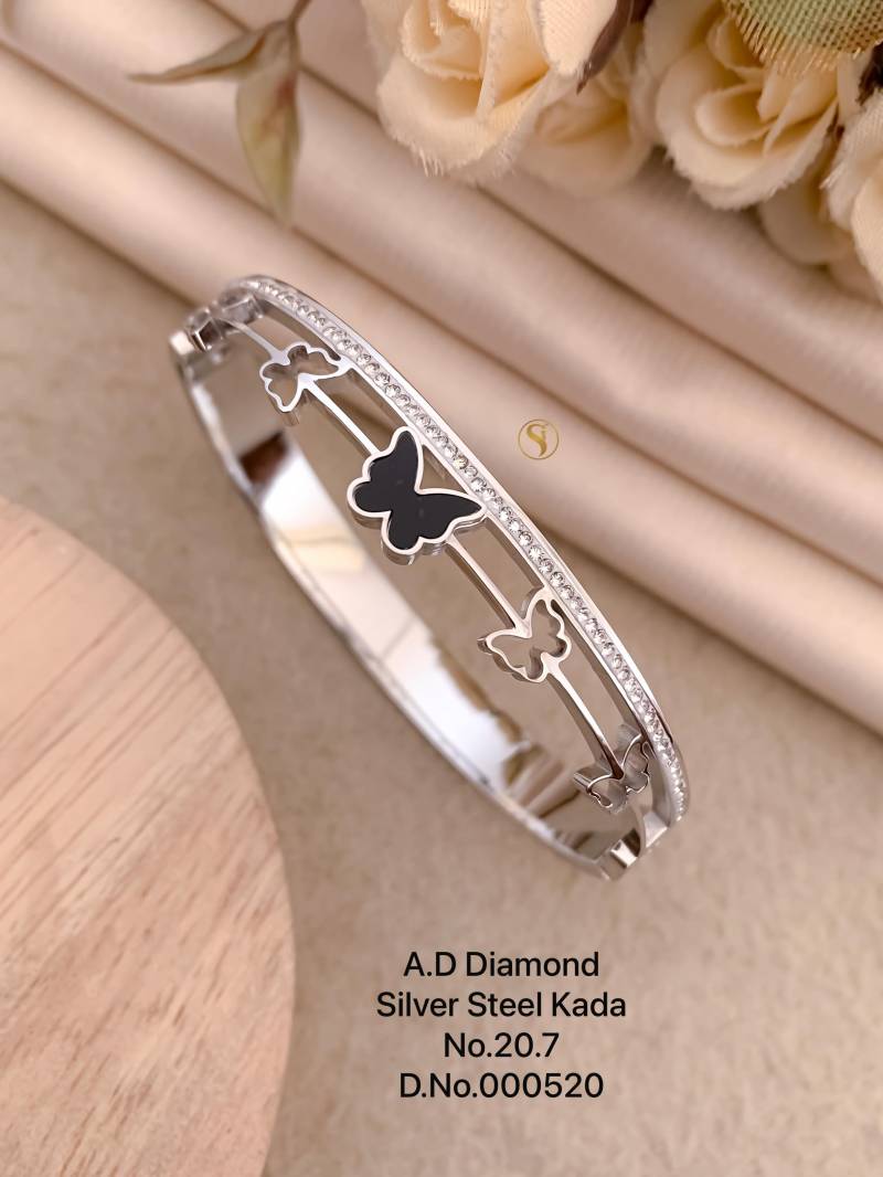Ad Diamond Silver Steel Kada 1