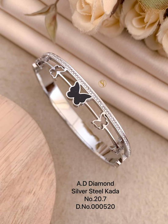 Ad Diamond Silver Steel Kada 1