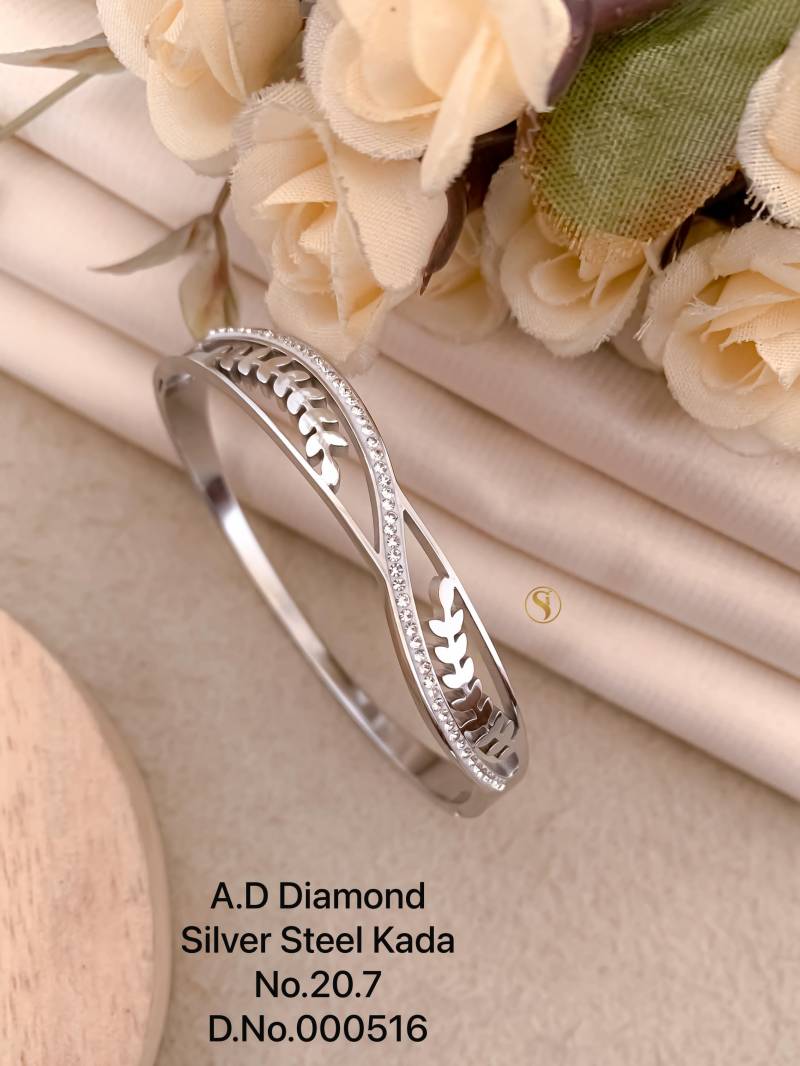 Ad Diamond Silver Steel Kada 1