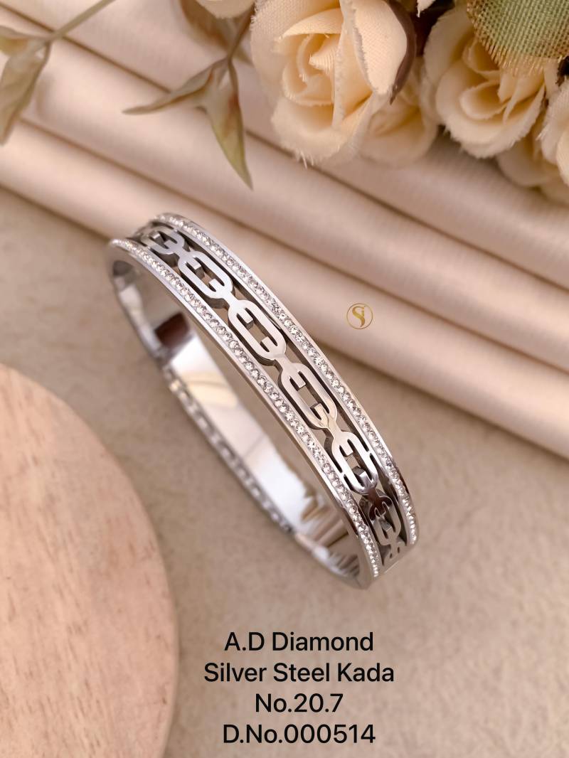 Ad Diamond Silver Steel Kada 1