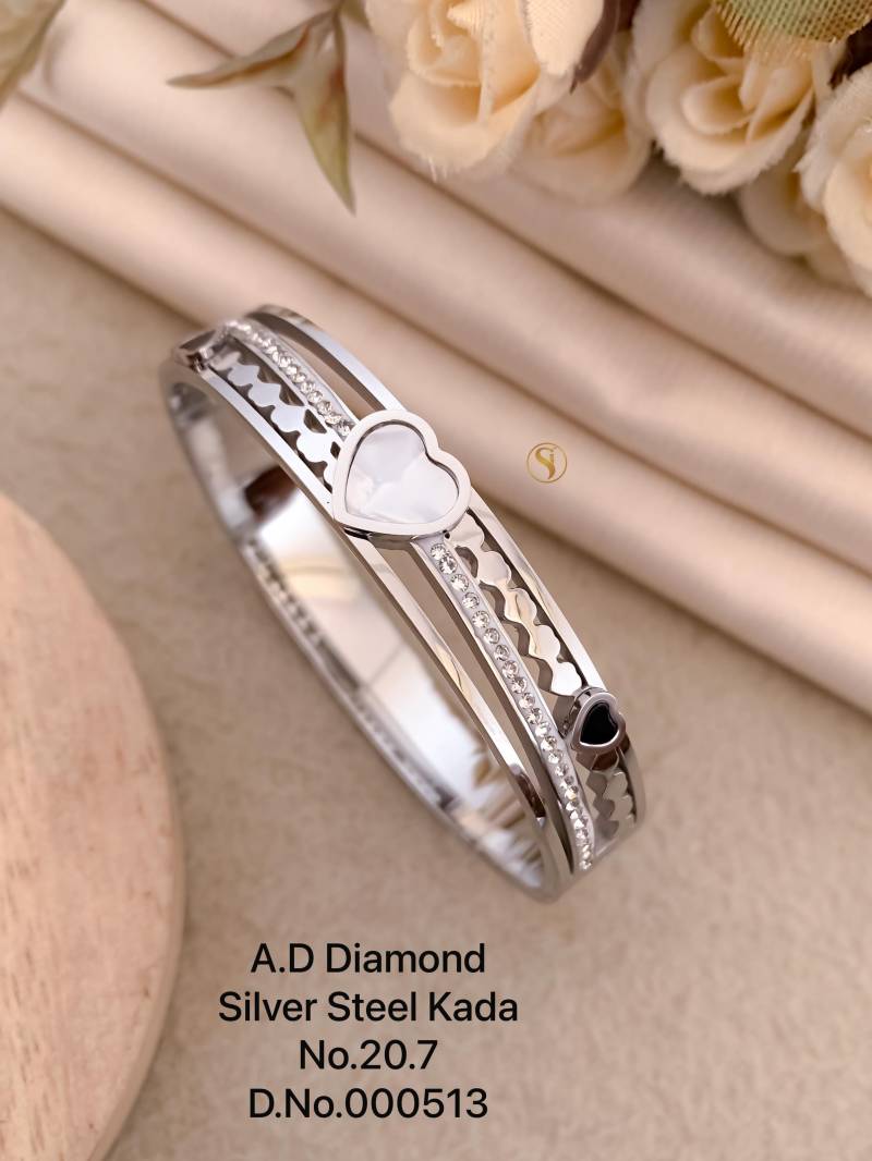 Ad Diamond Silver Steel Kada 1